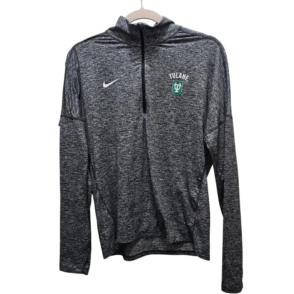 Nike Tulane University Dri-FIT Quarter Zip Pullover Heather Grey Womens Medium